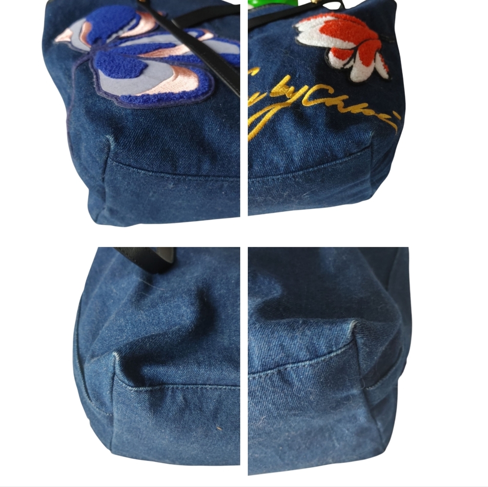 See By Chloe Denim Floral Embroidery Shoulder Tote Bag - Picture 9 of 16